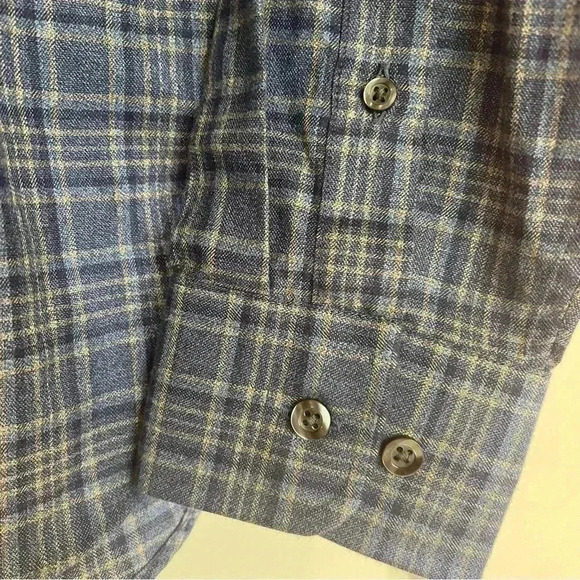Hickey Freeman Flannel Sport Shirt, NWT - Mens Small- Blue Plaid - Picture 5 of 12